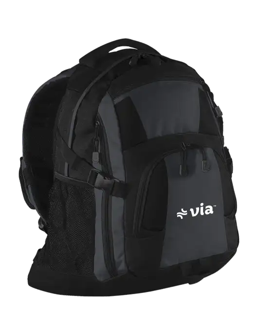 Urban Black/Grey/Black Laptop Backpack w/Via Logo