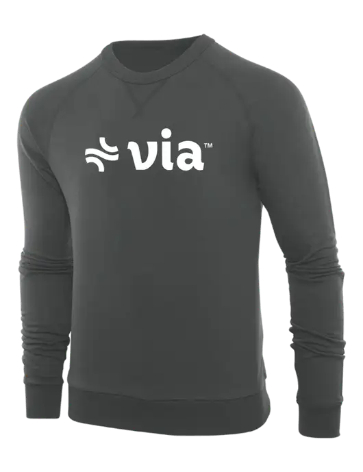 Allmade Charcoal Grey Organic French Terry Crewneck Sweatshirt w/Via Logo