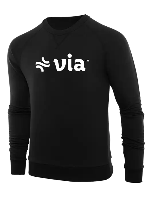 Allmade Deep Black Organic French Terry Crewneck Sweatshirt w/Via Logo