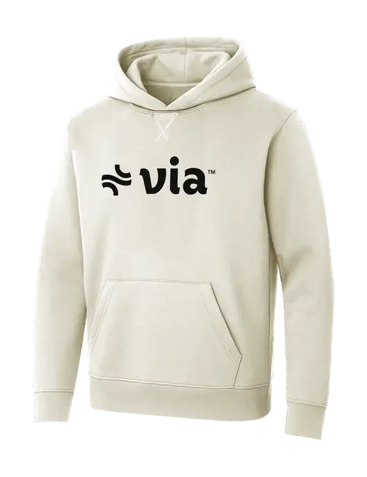 Allmade White Sand Organic French Terry Pullover Hoodie w/Via Logo