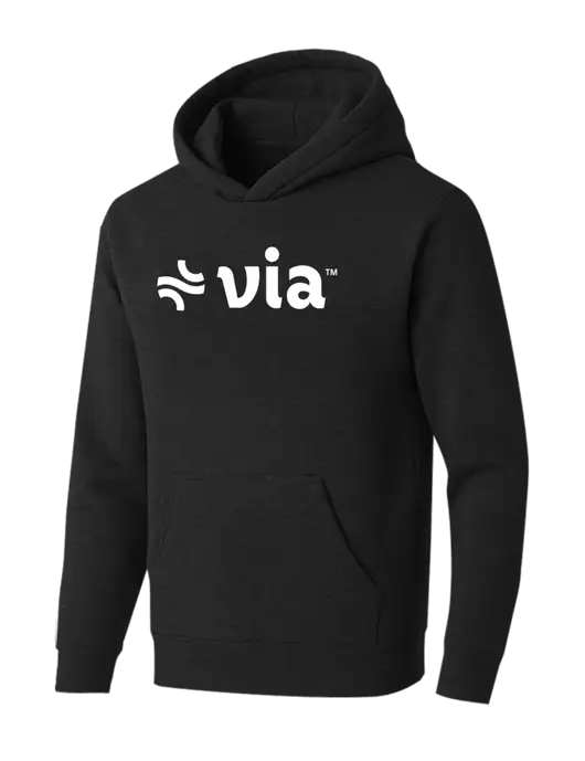 BELLA+CANVAS Black Heather Sponge Fleece Pullover Hoodie w/Via Logo