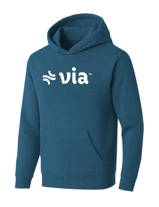 BELLA+CANVAS Heather Deep Teal Sponge Fleece Pullover Hoodie w/Via Logo