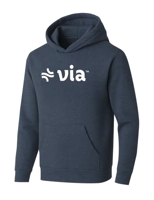 BELLA+CANVAS Heather Navy Sponge Fleece Pullover Hoodie w/Via Logo