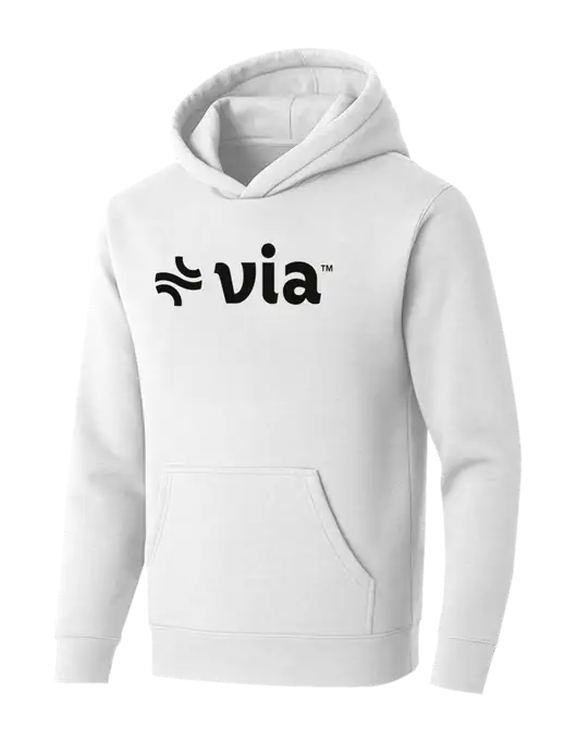 BELLA+CANVAS Heathered White Sponge Fleece Pullover Hoodie w/Via Logo
