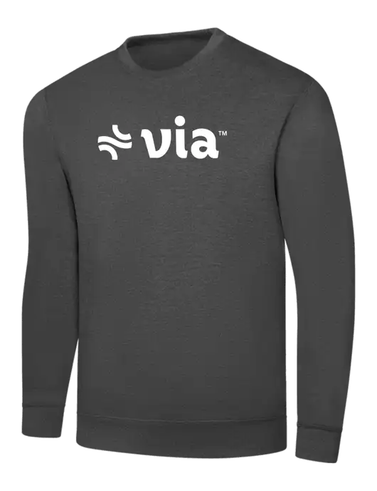 Charcoal 7.8 oz Ring Spun Crew Sweatshirt w/Via Logo
