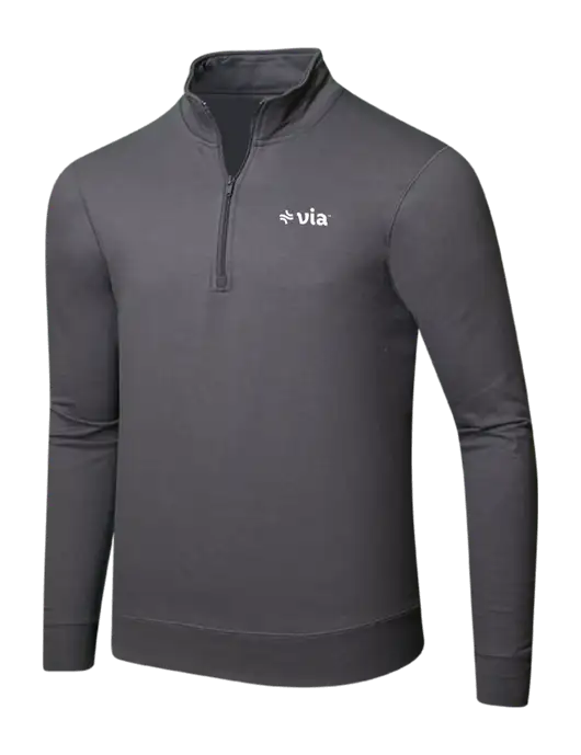 Charcoal 8.5 oz Ring Spun 1/4 Zip Pullover Sweatshirt w/Via Logo