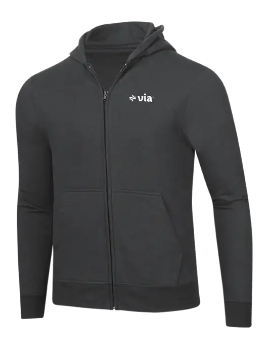 Charcoal 8.5 oz Ring Spun Zip Hooded Sweatshirt w/Via Logo