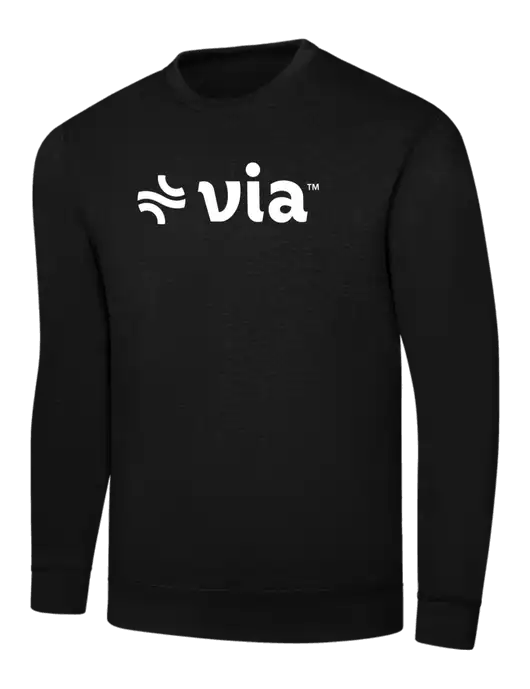Black 7.8 oz Ring Spun Crew Sweatshirt w/Via Logo
