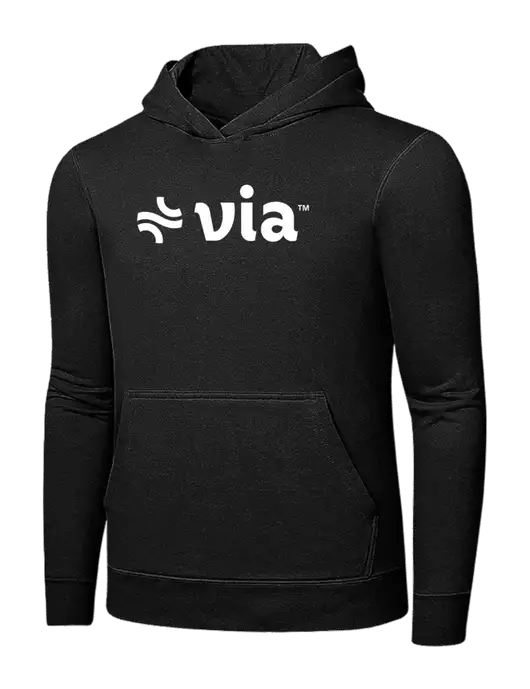 Jet Black 7.8 oz Ring Spun Hooded Sweatshirt w/Via Logo