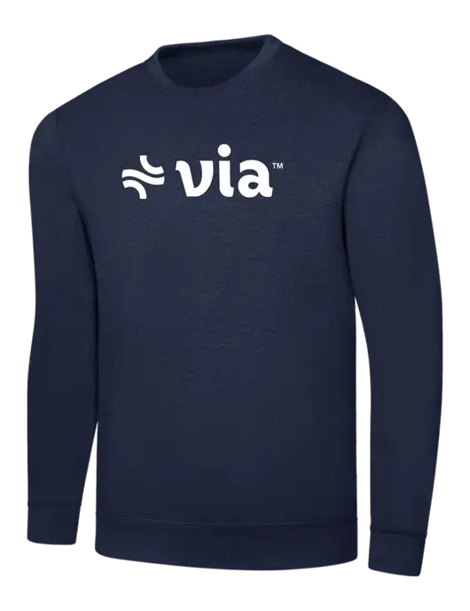 Navy 7.8 oz Ring Spun Crew Sweatshirt w/Via Logo