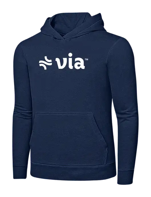 Navy 7.8 oz Ring Spun Hooded Sweatshirt w/Via Logo