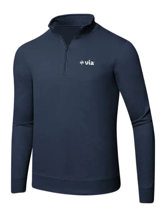 Team Navy 8.5 oz Ring Spun 1/4 Zip Pullover Sweatshirt w/Via Logo