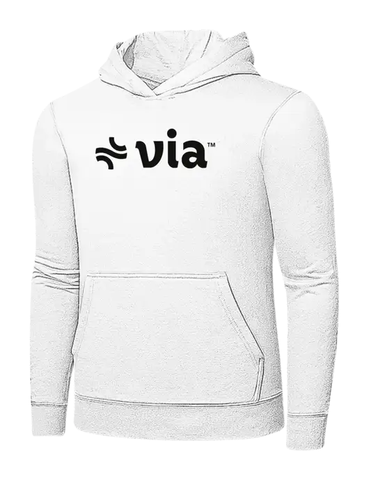 White 7.8 oz Ring Spun Hooded Sweatshirt w/Via Logo
