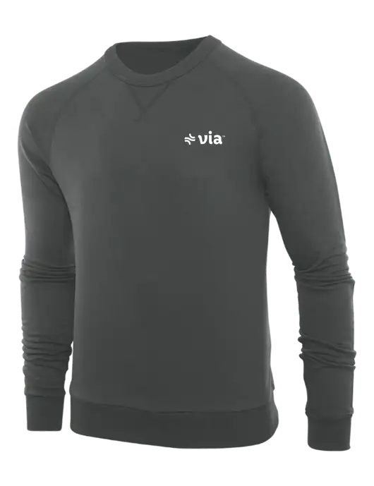 Allmade Charcoal Grey Organic French Terry Crewneck Sweatshirt w/Via Logo