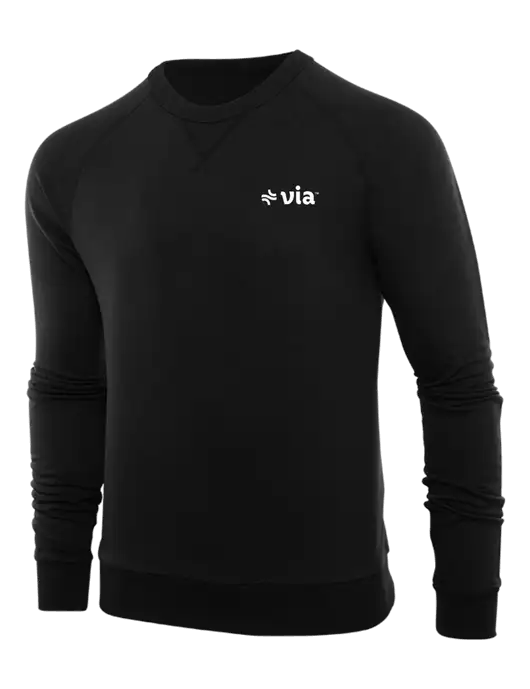 Allmade Deep Black Organic French Terry Crewneck Sweatshirt w/Via Logo