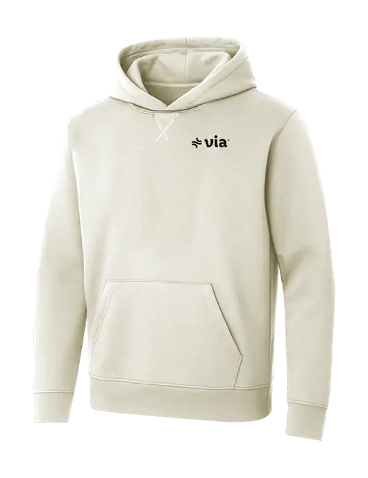 Allmade White Sand Organic French Terry Pullover Hoodie w/Via Logo