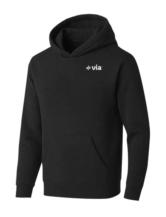 BELLA+CANVAS Black Heather Sponge Fleece Pullover Hoodie w/Via Logo