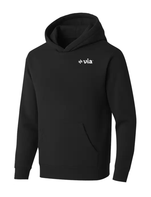 BELLA+CANVAS Black Sponge Fleece Pullover Hoodie w/Via Logo