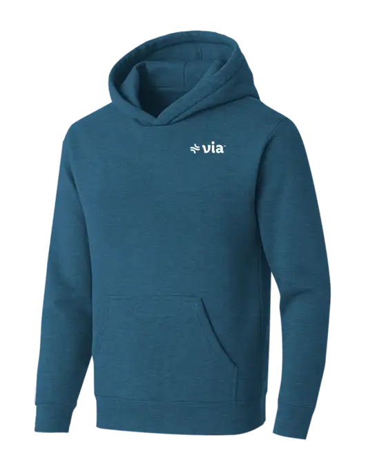BELLA+CANVAS Heather Deep Teal Sponge Fleece Pullover Hoodie w/Via Logo