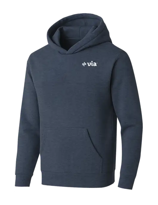 BELLA+CANVAS Heather Navy Sponge Fleece Pullover Hoodie w/Via Logo