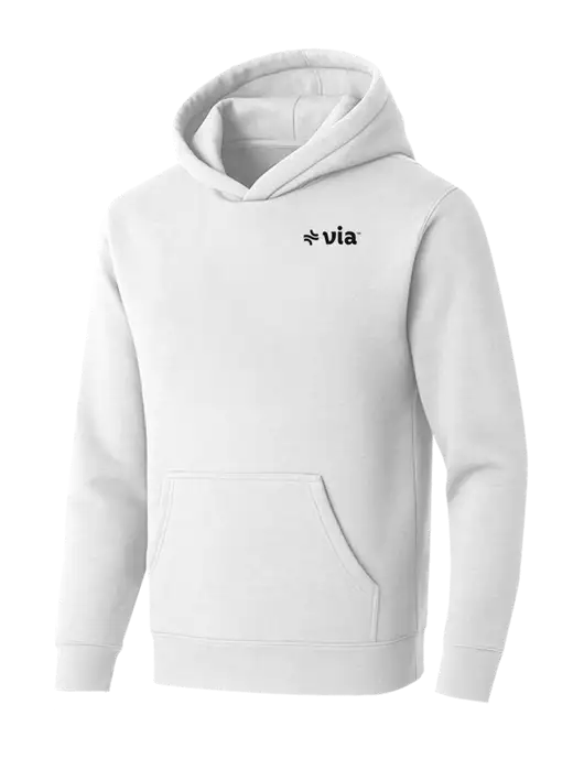 BELLA+CANVAS Heathered White Sponge Fleece Pullover Hoodie w/Via Logo