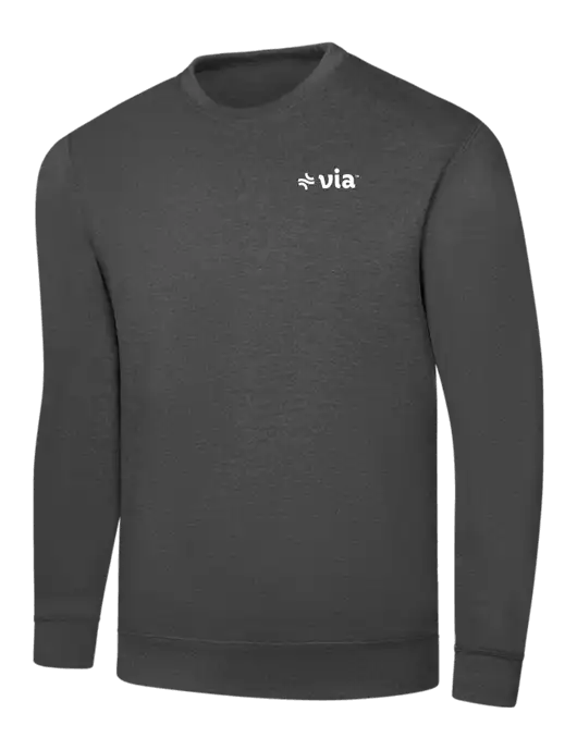 Charcoal 7.8 oz Ring Spun Crew Sweatshirt w/Via Logo