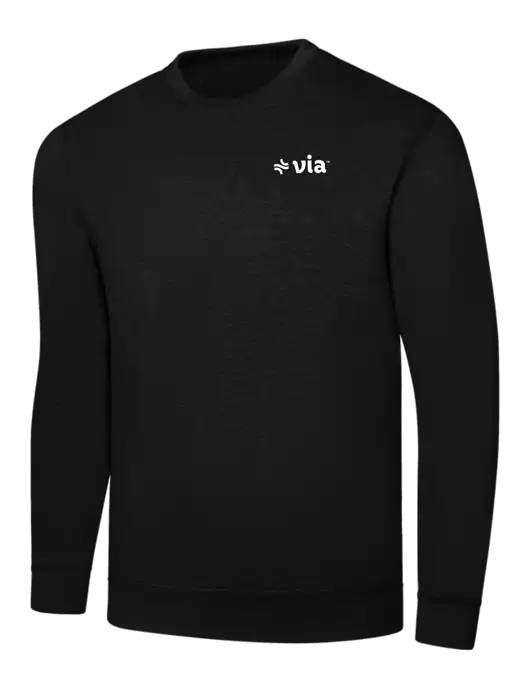 Black 7.8 oz Ring Spun Crew Sweatshirt w/Via Logo