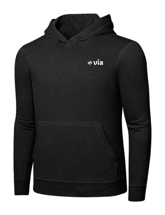 Jet Black 7.8 oz Ring Spun Hooded Sweatshirt w/Via Logo