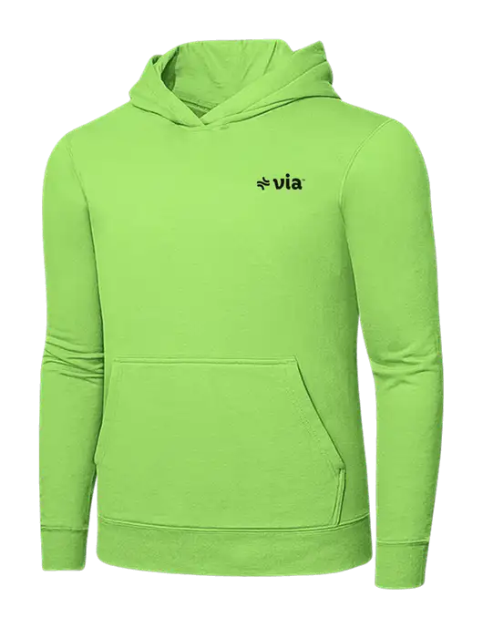 Light Green 7.8. oz Ring Spun Hooded Sweatshirt w/Via Logo
