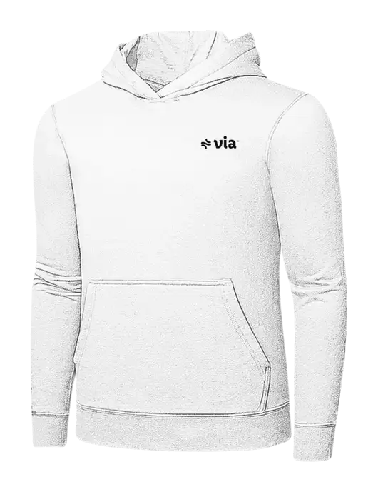White 7.8 oz Ring Spun Hooded Sweatshirt w/Via Logo