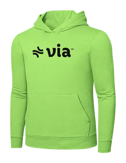 Light Green 7.8. oz Ring Spun Hooded Sweatshirt w/Via Logo