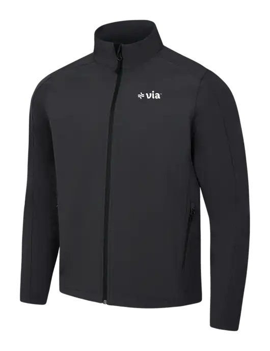 Black Charcoal Heather Core Soft Shell Jacket w/Via Logo