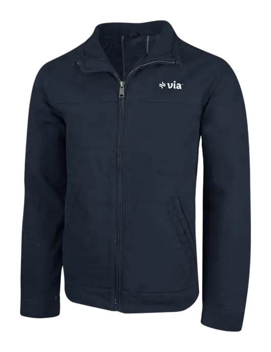 Cornerstone Navy Washed Duck Cloth Flannel Lined Work Jacket w/Via Logo