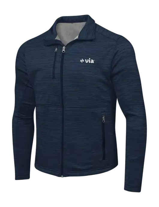 Navy Digi Stripe Fleece Jacket w/Via Logo