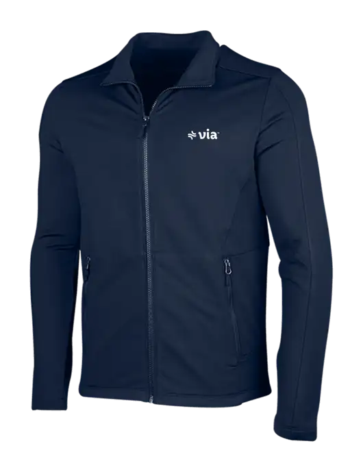 Navy Grid Fleece Jacket w/Via Logo