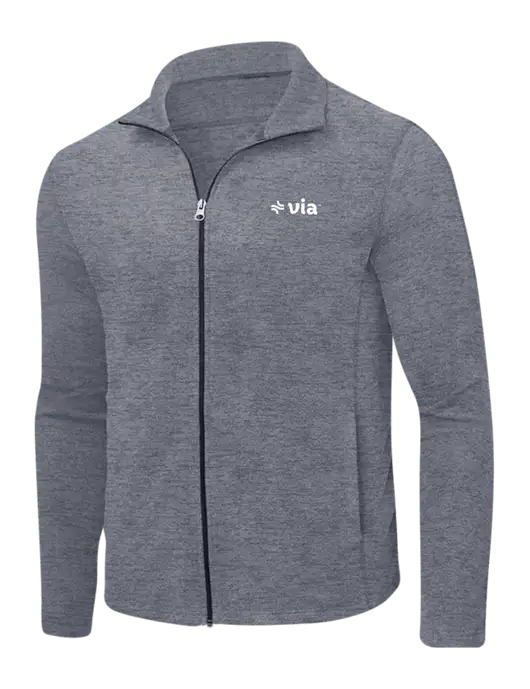 Light Navy Heather Microfleece Full-Zip Jacket w/Via Logo