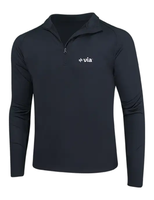 Black Sport Wick Stretch 1/4 Zip Pullover w/Via Logo