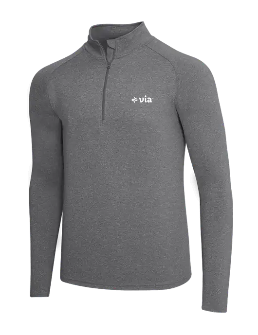Dark Grey Heather Sport Wick Stretch 1/4 Zip Pullover w/Via Logo