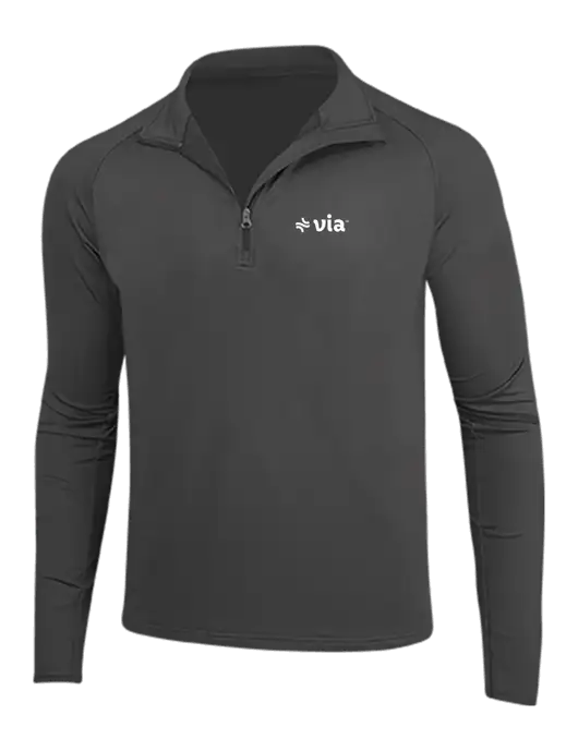 Charcoal Grey Sport Wick Stretch 1/4 Zip Pullover w/Via Logo