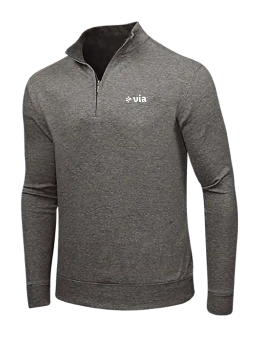 Charcoal Heather/Medium Heather Grey Interlock 1/4 Zip w/Via Logo