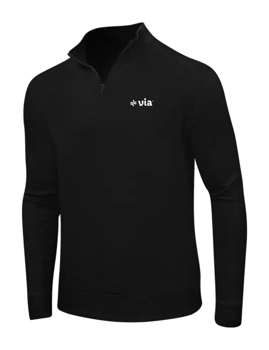 Deep Black/Charcoal Heather Interlock 1/4 Zip w/Via Logo