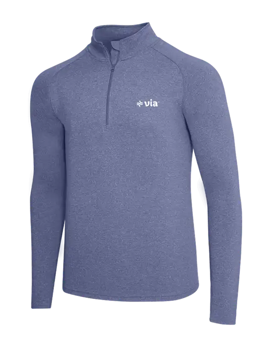 Navy Heather Sport Wick Stretch 1/4 Zip Pullover w/Via Logo