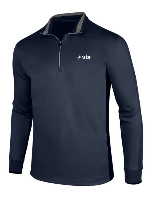 NIKE Midnight Navy Heather/Midnight Navy Dry-Fit 1/2 Zip Cover-Up w/Via Logo
