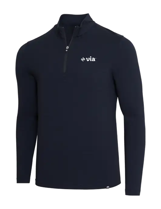TravisMathew Black Crestview 1/4 Zip w/Via Logo