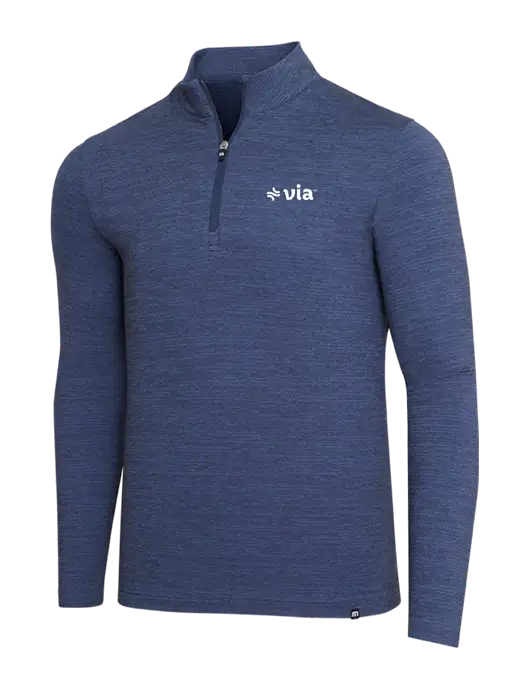 TravisMathew Navy Heather Crestview 1/4 Zip w/Via Logo
