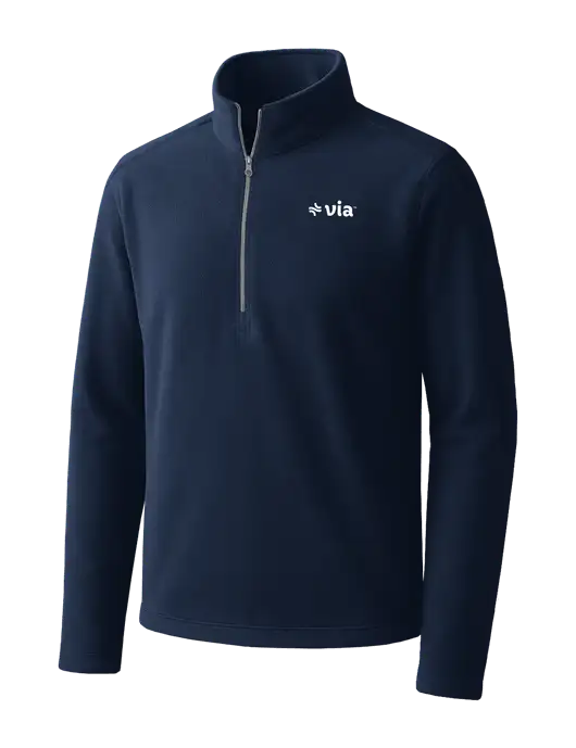 Navy Microfleece 1/2 Zip Pullover w/Via Logo