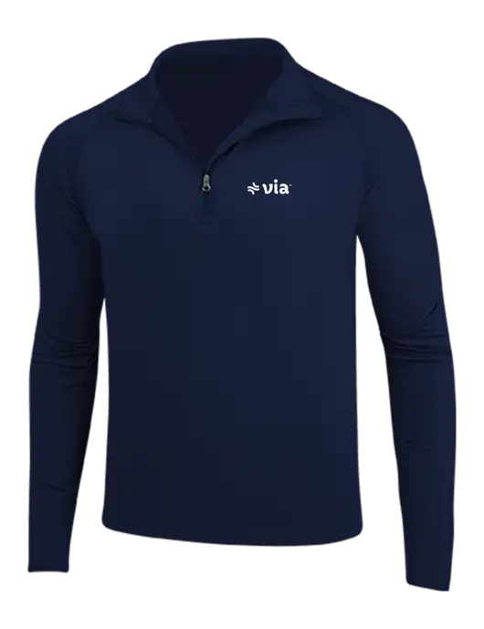 Navy Sport Wick Stretch 1/4 Zip Pullover w/Via Logo