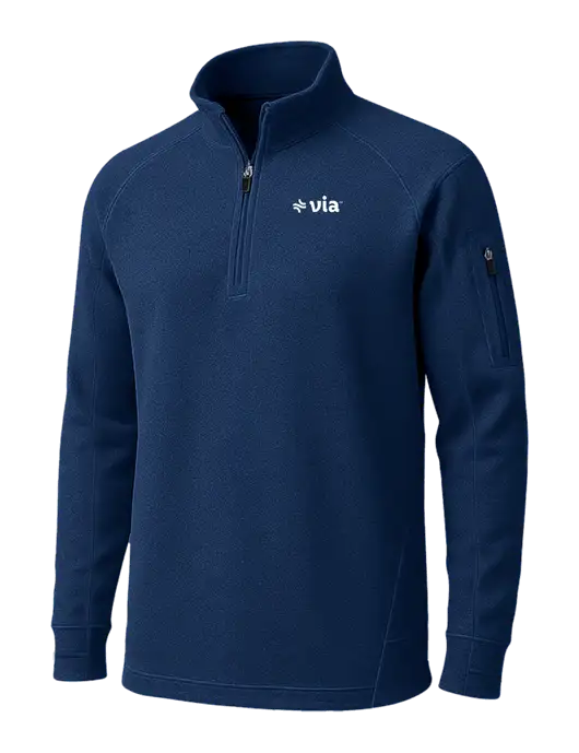 True Navy Tech Fleece 1/4 Zip Pullover w/Via Logo