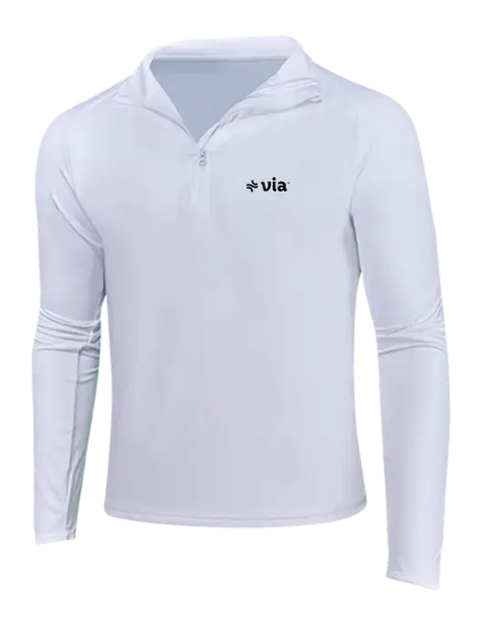 White Sport Wick Stretch 1/4 Zip Pullover w/Via Logo