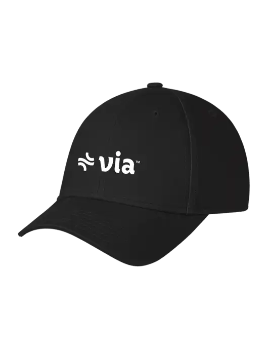 Black Structured Cap Hook & Loop w/Via Logo